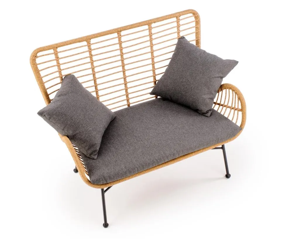 Sofa IKARO XL rattanowa z poduszkami na metalowych nogach | MIRAT. styl LOFT