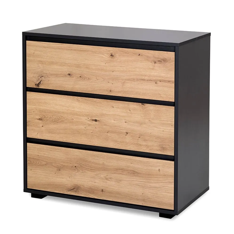 Komoda dla dzieci DALIA 80cm antracyt/dąb z szufladami I sklep meblowy MIRAT. styl LOFT kolekcja DALIA