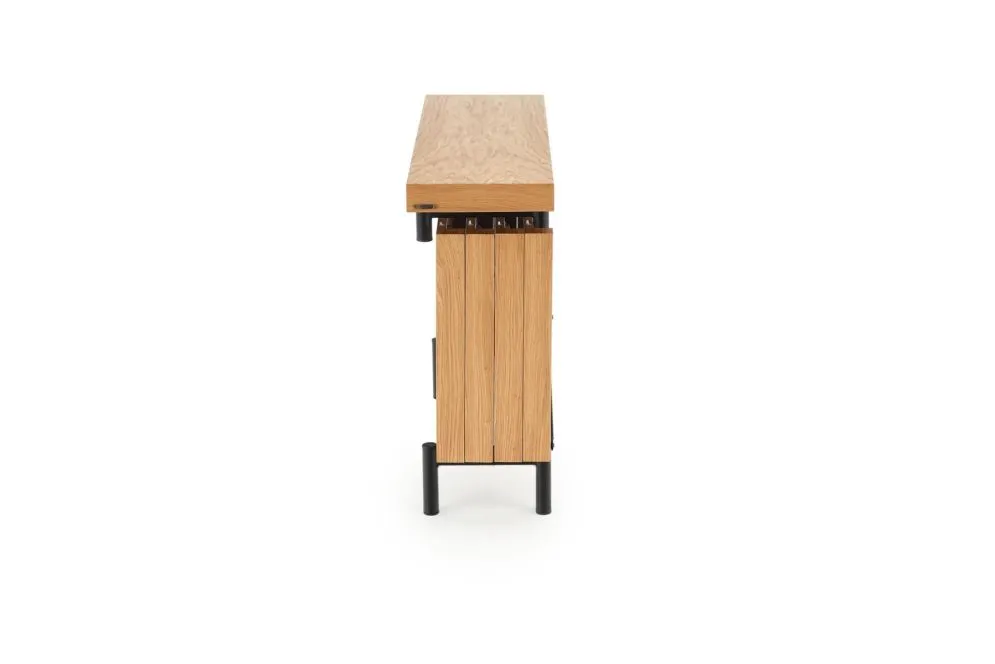 Konsola INFERNO 106x30 dąb/czarna w stylu loft | MIRAT. styl LOFT