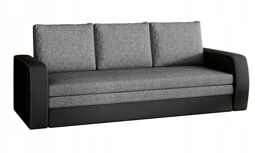 Sofa rozkładana z funkcją spania INVERSA szara/czarna trzyosobowa | MIRAT.