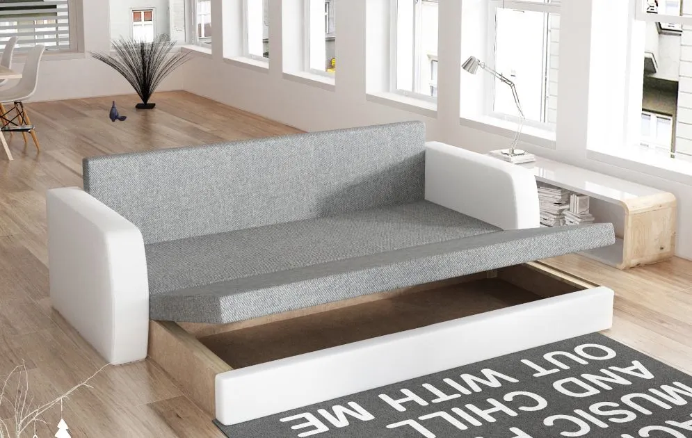 Sofa rozkładana z funkcją spania INVERSA szara/czarna trzyosobowa | MIRAT.
