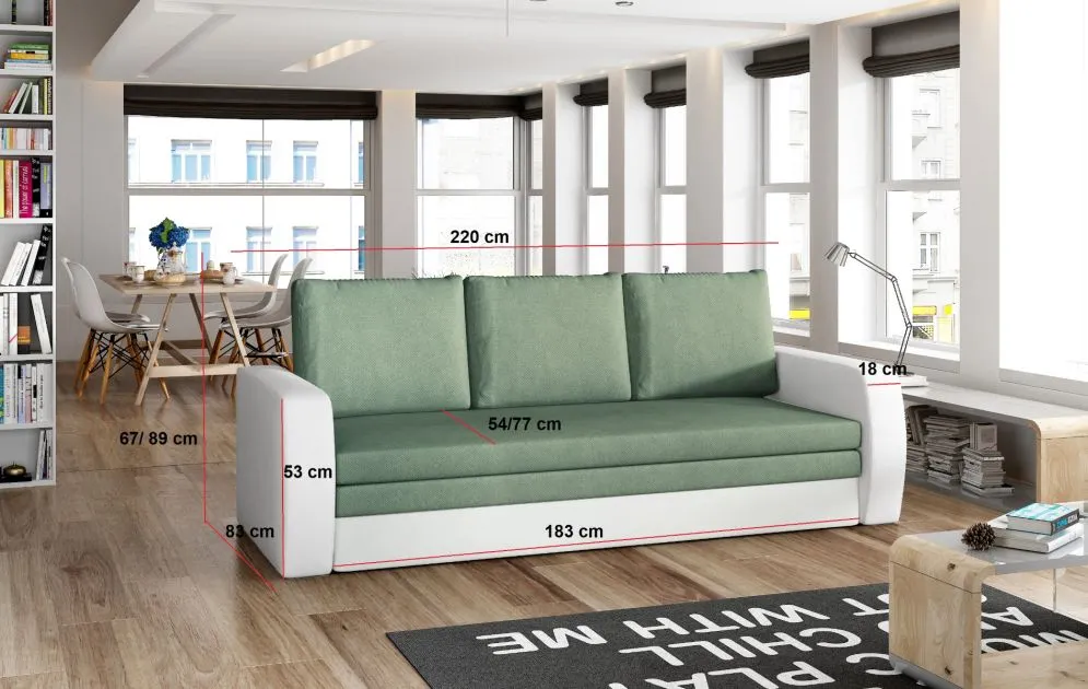 Sofa rozkładana z funkcją spania INVERSA szara/czarna trzyosobowa | MIRAT.