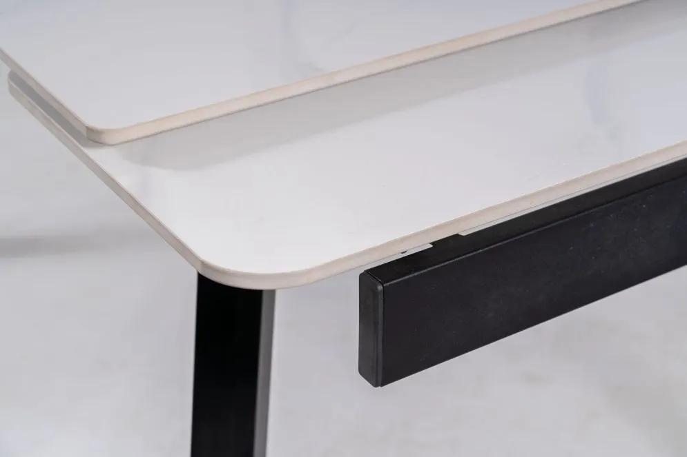 Stół rozkładany JOHN 120(180)x85 biały/czarny mat I sklep meblowy MIRAT. styl GLAMOUR, LOFT