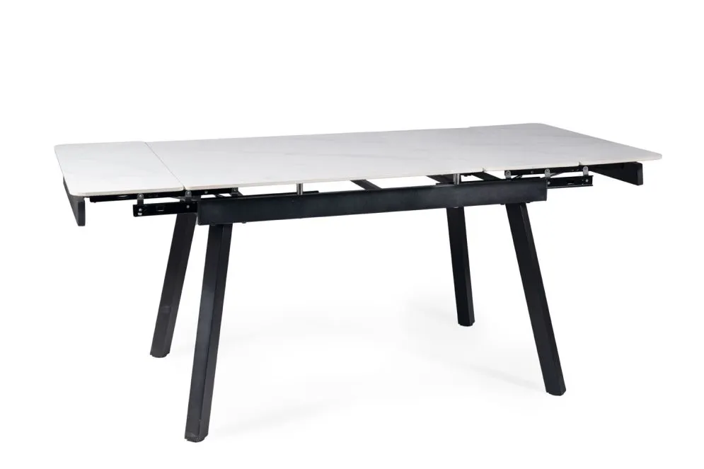 Stół rozkładany JOHN 120(180)x85 biały/czarny mat I sklep meblowy MIRAT. styl GLAMOUR, LOFT