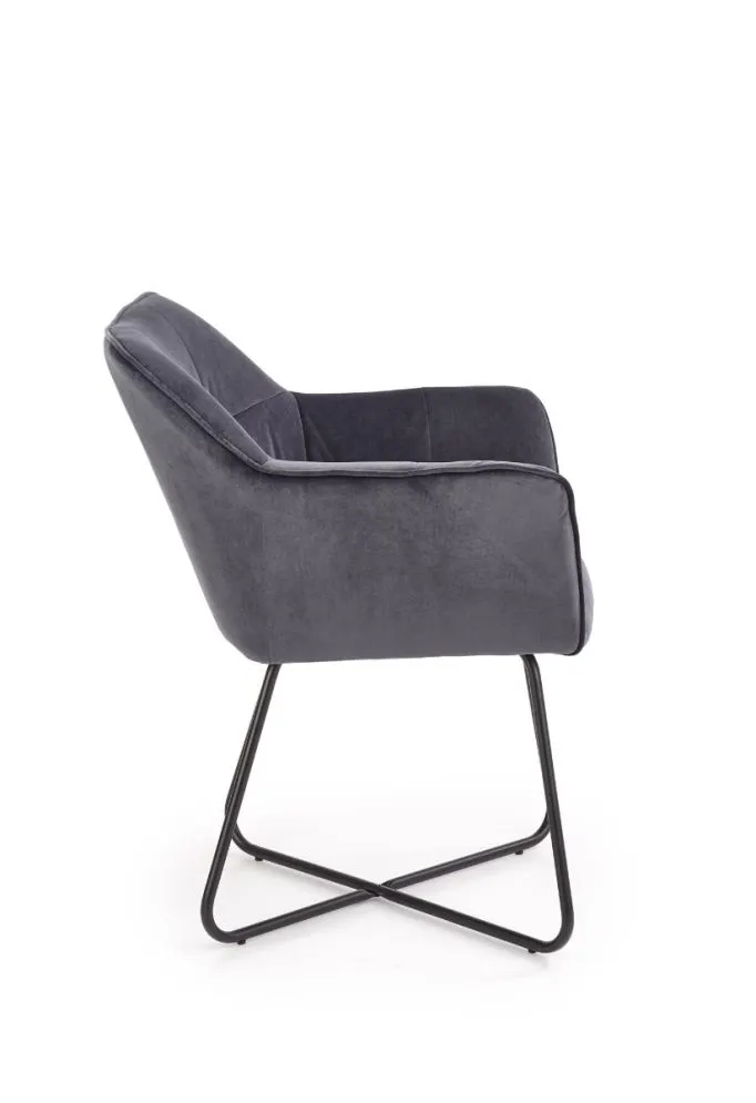Krzesło K377 VELVET szare na nietypowej podstawie | MIRAT.
