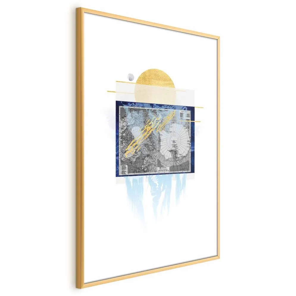 Plakat Antarktyda 29,7x42cm z ramą złotą z marginesem | MIRAT. kolekcja k-C-0091-ao-a