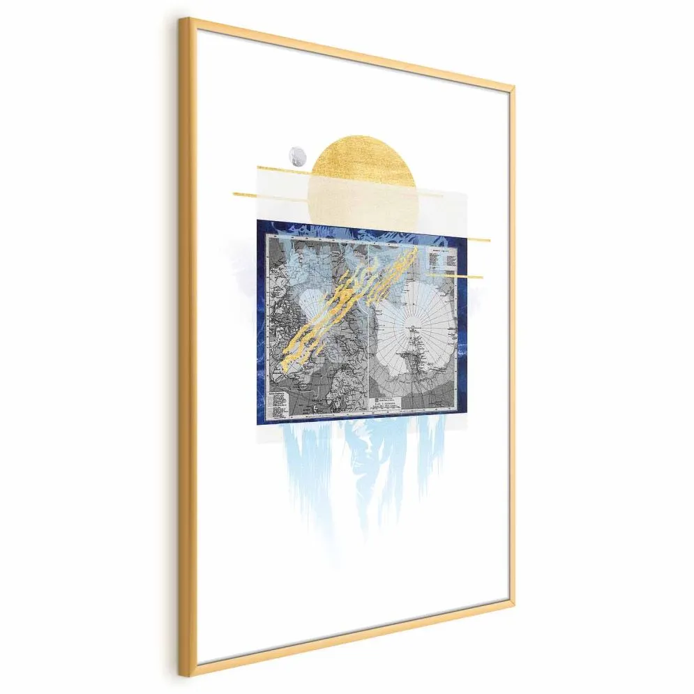 Plakat Antarktyda 29,7x42cm z ramą złotą bez marginesu | MIRAT.  kolekcja k-C-0091-ao-a