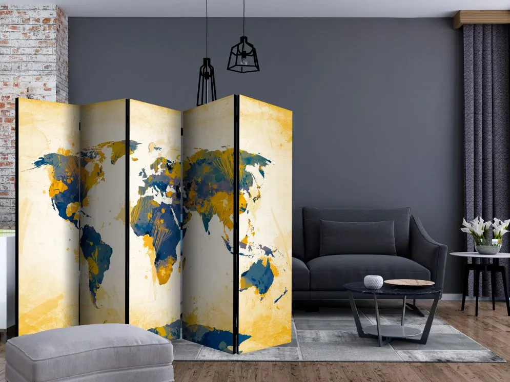 Parawan akustyczny Mapy 225x172 cm 5-częściowy beżowy | MIRAT.