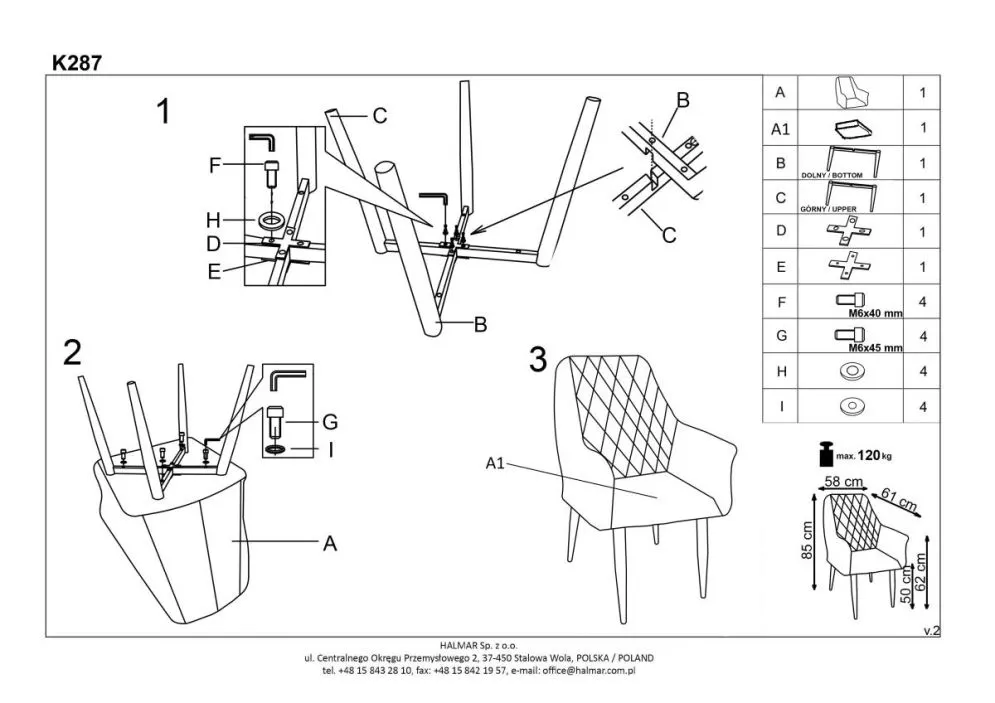 Krzesło K287 szare z metalowymi nogami | MIRAT.