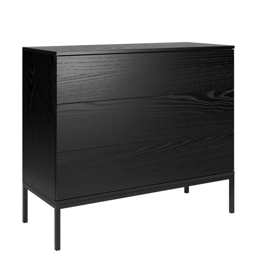 Komoda KRON 3S 100cm czarny dąb w stylu loftowym I sklep meblowy MIRAT. styl LOFT kolekcja KRON