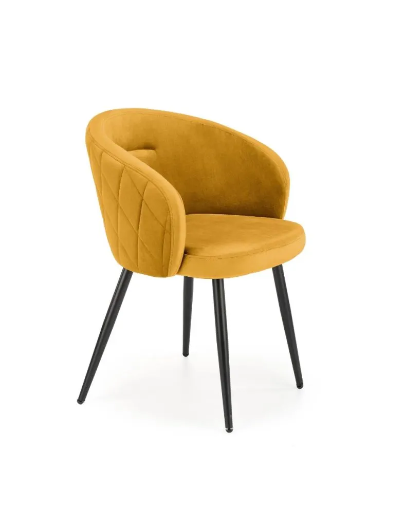 Krzesło K430 VELVET musztardowe tapicerowane aksamitem | MIRAT. w stylu GLAMOUR, LOFT kolekcja