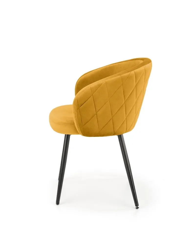 Krzesło K430 VELVET musztardowe tapicerowane aksamitem | MIRAT. w stylu GLAMOUR, LOFT kolekcja