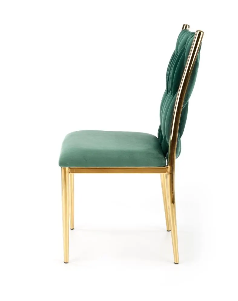Krzesło K436 VELVET ciemnozielone/złote tapicerowane aksamitem | MIRAT. styl GLAMOUR
