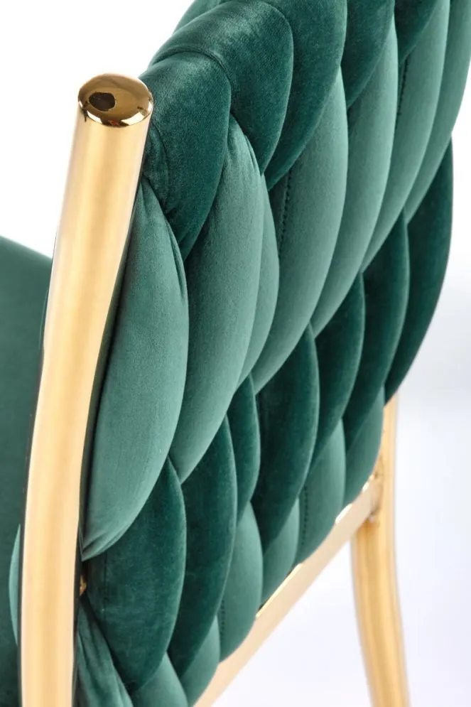 Krzesło K436 VELVET ciemnozielone/złote tapicerowane aksamitem | MIRAT. styl GLAMOUR