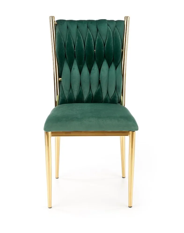 Krzesło K436 VELVET ciemnozielone/złote tapicerowane aksamitem | MIRAT. styl GLAMOUR