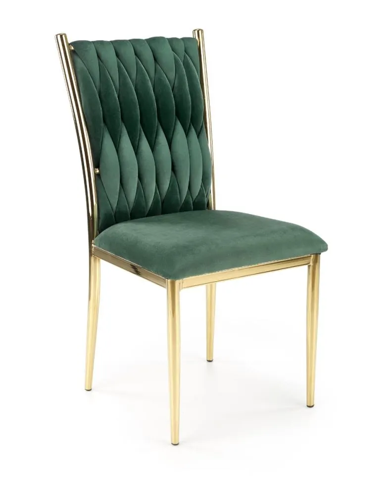 Krzesło K436 VELVET ciemnozielone/złote tapicerowane aksamitem | MIRAT. styl GLAMOUR