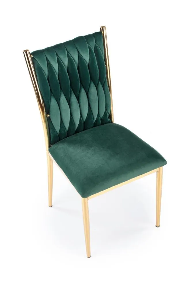 Krzesło K436 VELVET ciemnozielone/złote tapicerowane aksamitem | MIRAT. styl GLAMOUR