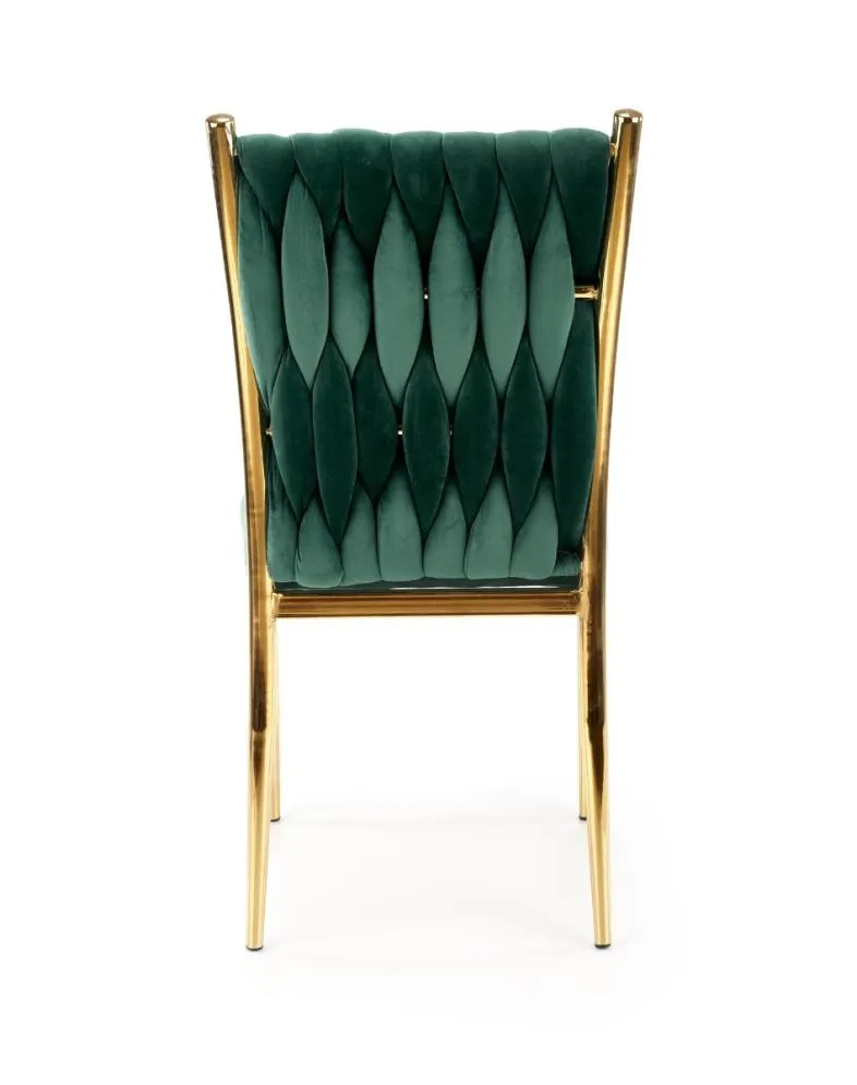 Krzesło K436 VELVET ciemnozielone/złote tapicerowane aksamitem | MIRAT. styl GLAMOUR