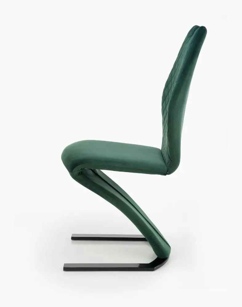 Krzesło K442 VELVET ciemnozielone tapicerowane na płozie | MIRAT. styl LOFT