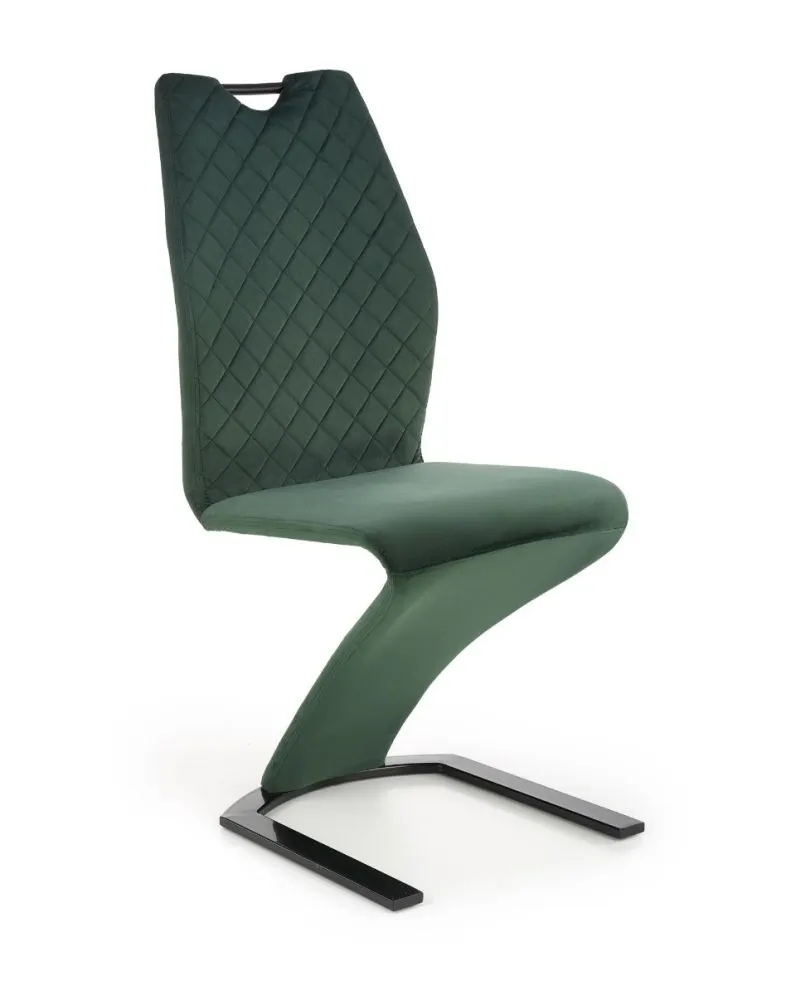 Krzesło K442 VELVET ciemnozielone tapicerowane na płozie | MIRAT. styl LOFT