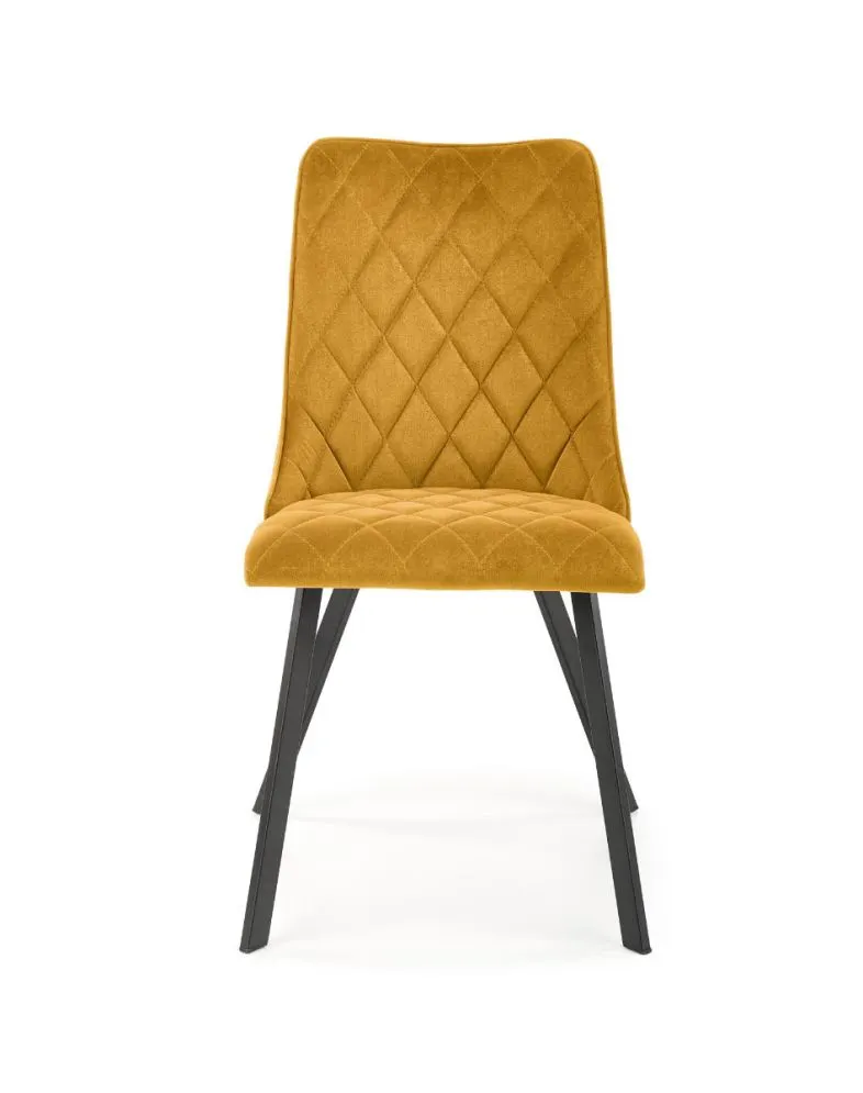 Krzesło tapicerowane K450 VELVET musztardowe pikowane do jadalni | MIRAT. styl GLAMOUR, LOFT
