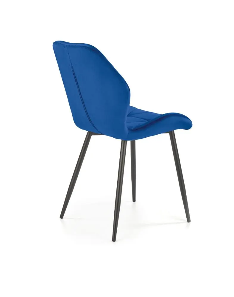 Krzesło tapicerowane K453 VELVET granatowe z przeszyciami do salonu | MIRAT. styl GLAMOUR, LOFT