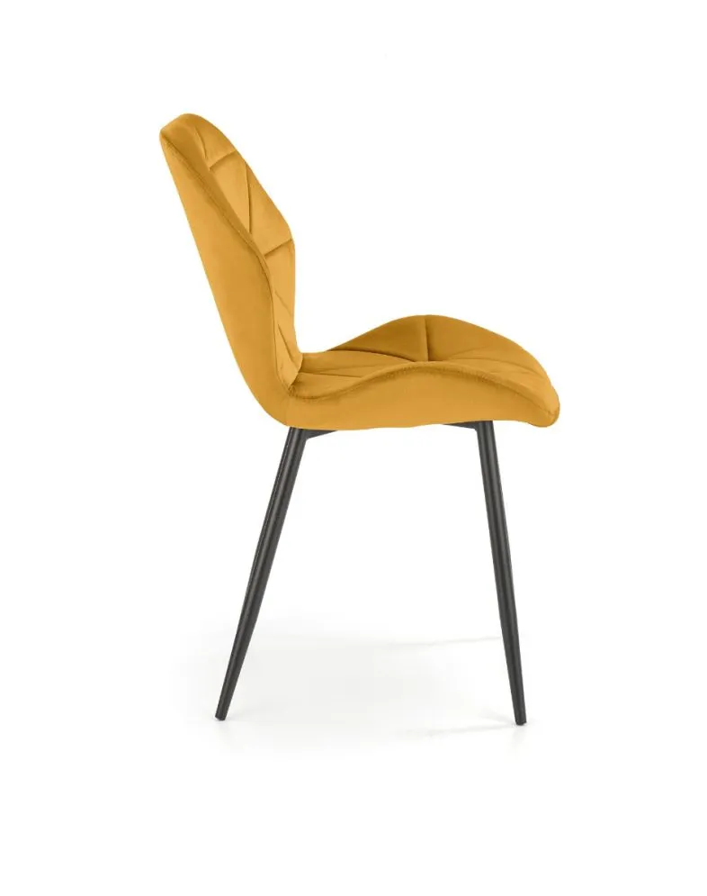 Krzesło tapicerowane K453 VELVET musztardowe welurowe | MIRAT. styl GLAMOUR, LOFT