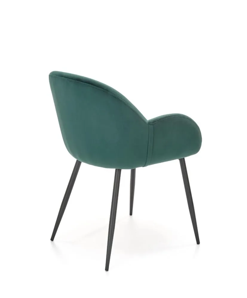 Krzesło tapicerowane K480 VELVET ciemnozielone z podłokietnikami | MIRAT. w stylu GLAMOUR kolekcja