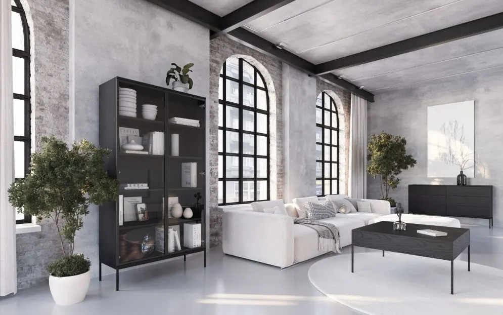 Stolik kawowy KRON 90x90 czarny dąb w stylu loftowym I sklep meblowy MIRAT. styl LOFT kolekcja KRON