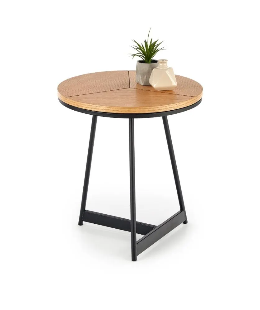 Stolik kawowy KARIDA S 45x45 dąb/czarny na metalowych nogach w stylu loft | MIRAT. styl LOFT