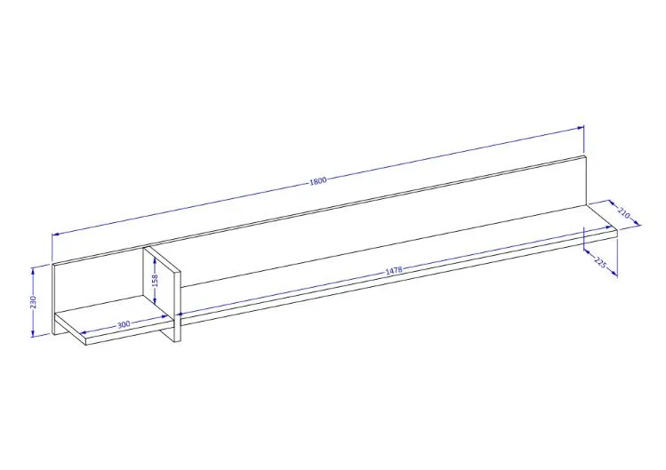 Półka wisząca CROSS 180cm biała na ścianę I sklep meblowy MIRAT.  kolekcja HV-CROSS