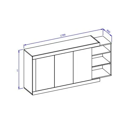 Komoda SINTRA 3D 180cm dąb samdal/biały połysk do sypialni I sklep meblowy MIRAT. styl SKANDYNAWSKI kolekcja SINTRA