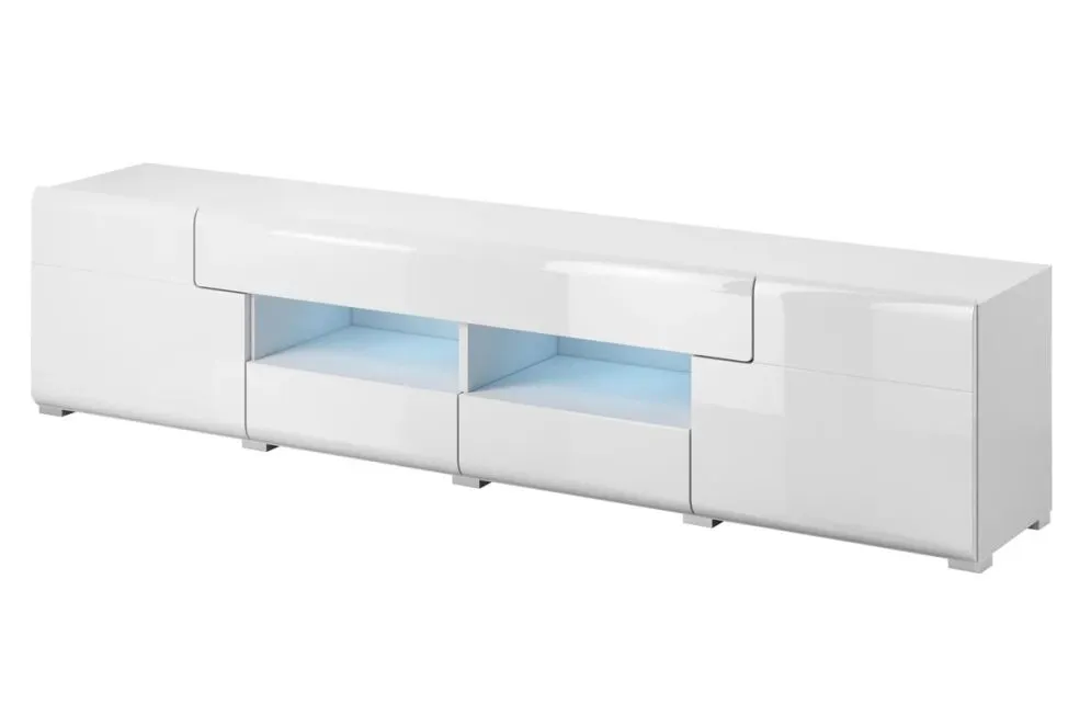 Szafka RTV TOLEDO 2D4S 208 biała połysk HELVETIA | MIRAT. w stylu GLAMOUR kolekcja