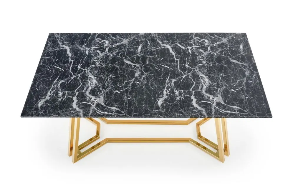 Stół KONAMI 160x90 czarny marmur/złoty w stylu glamour | MIRAT. styl GLAMOUR