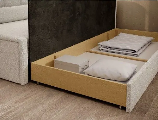 Dwuosobowa sofa rozkładana z funkcją spania FULGEO kremowa prawa I sklep meblowy MIRAT.