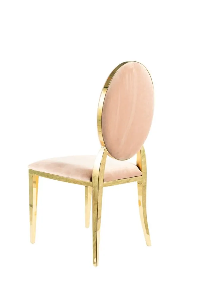 Krzesło glamour King Velvet beżowe na złotych nogach do salonu | MIRAT styl GLAMOUR