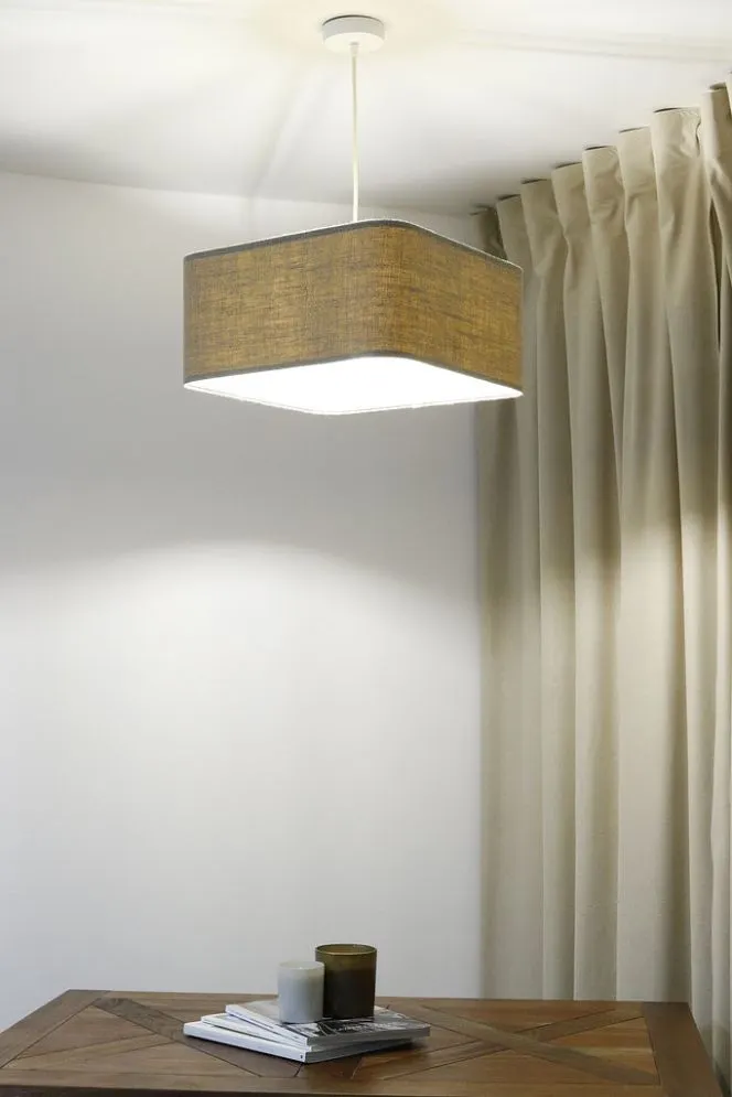 Lampa wisząca KWADRO LEN 003-40w20 beżowa do salonu I sklep meblowy MIRAT.