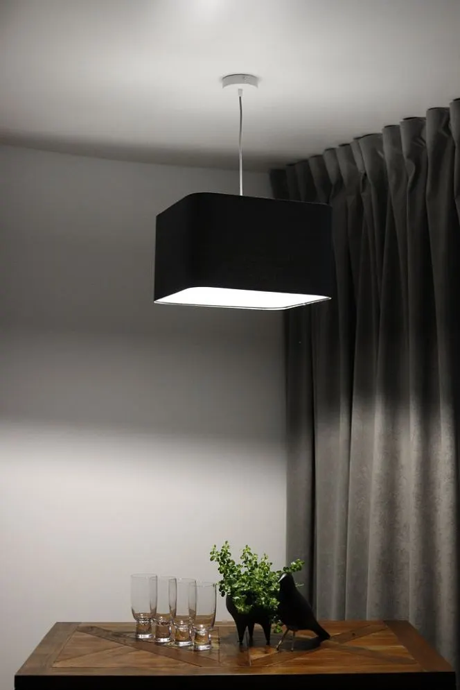 Lampa wisząca KWADRO LEN 006-40w30 grafitowa/szara lniana I sklep meblowy MIRAT.