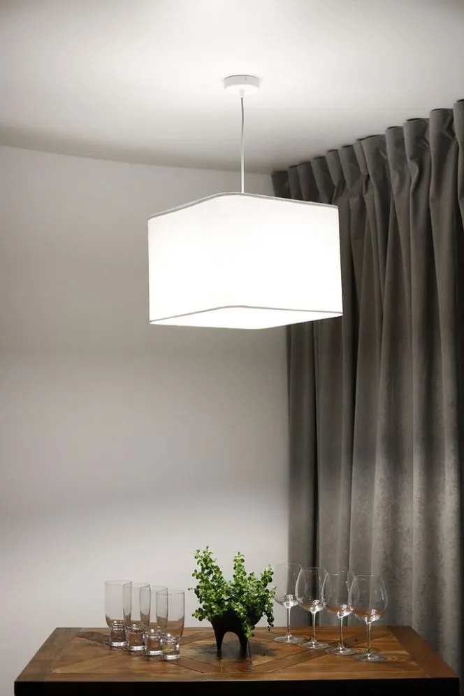 Lampa wisząca KWADRO LEN 008-40w20 biała polskiej produkcji I sklep meblowy MIRAT.