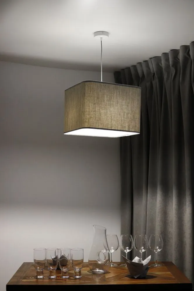 Lampa wisząca KWADRO LEN 010-40w20 beżowa/szara boho I sklep meblowy MIRAT.