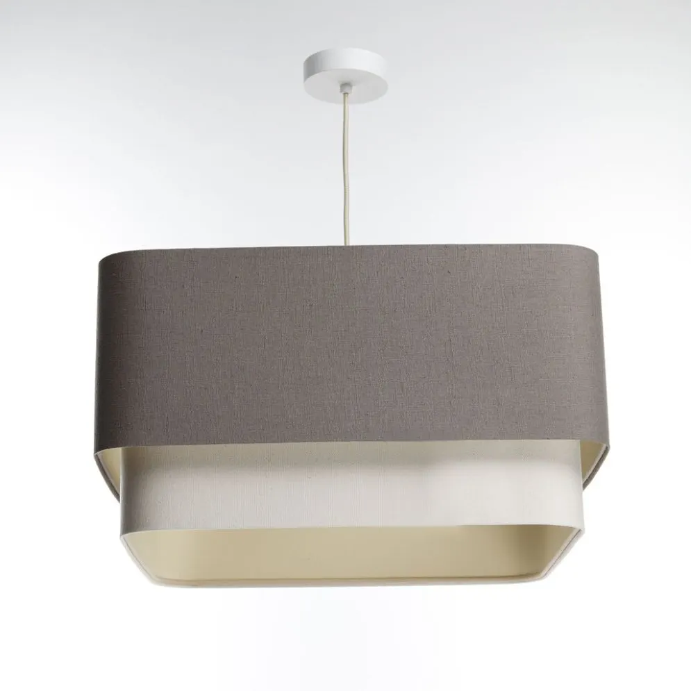 Polskiej produkcji lampa wisząca KWADRO DUO 003 51x47cm brązowa/kremowa I sklep meblowy MIRAT.