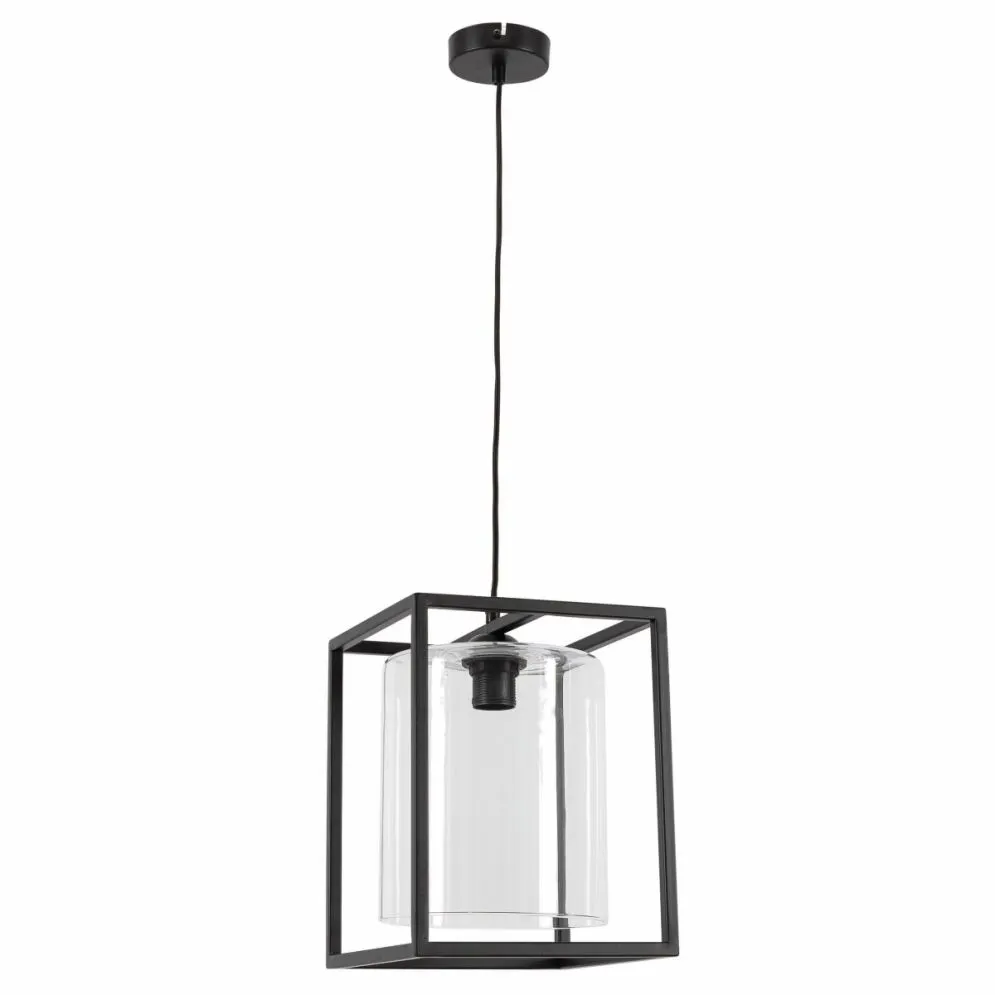 Lampa wisząca QUADRATUS czarna ze szklanym kloszem I sklep meblowy MIRAT.