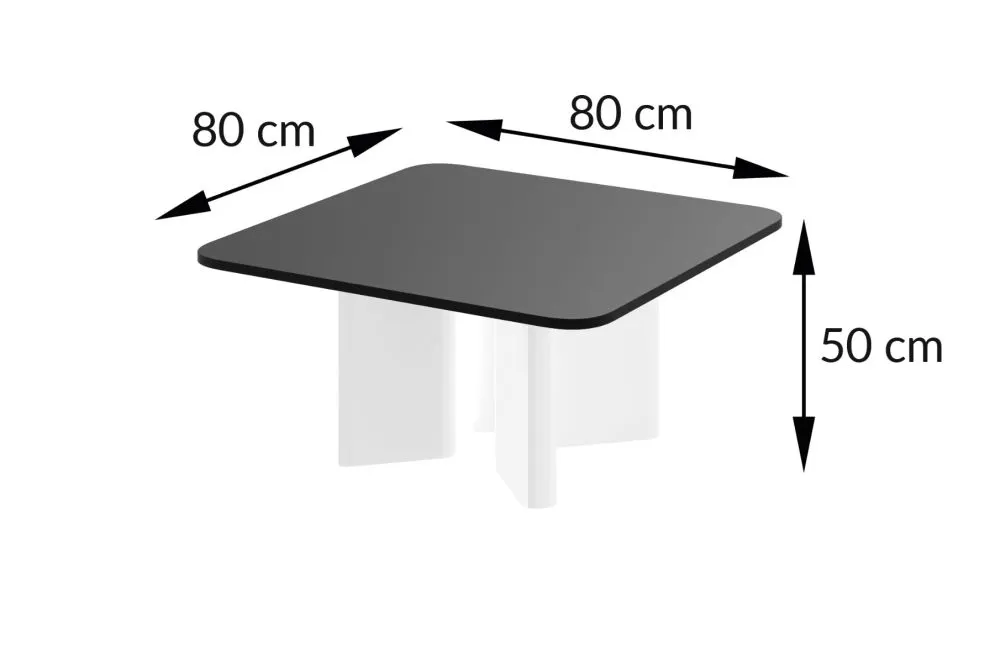 Stolik kawowy DIVERSO 80x80 biały połysk/czarny połysk I sklep meblowy MIRAT. styl GLAMOUR kolekcja DIVERSO