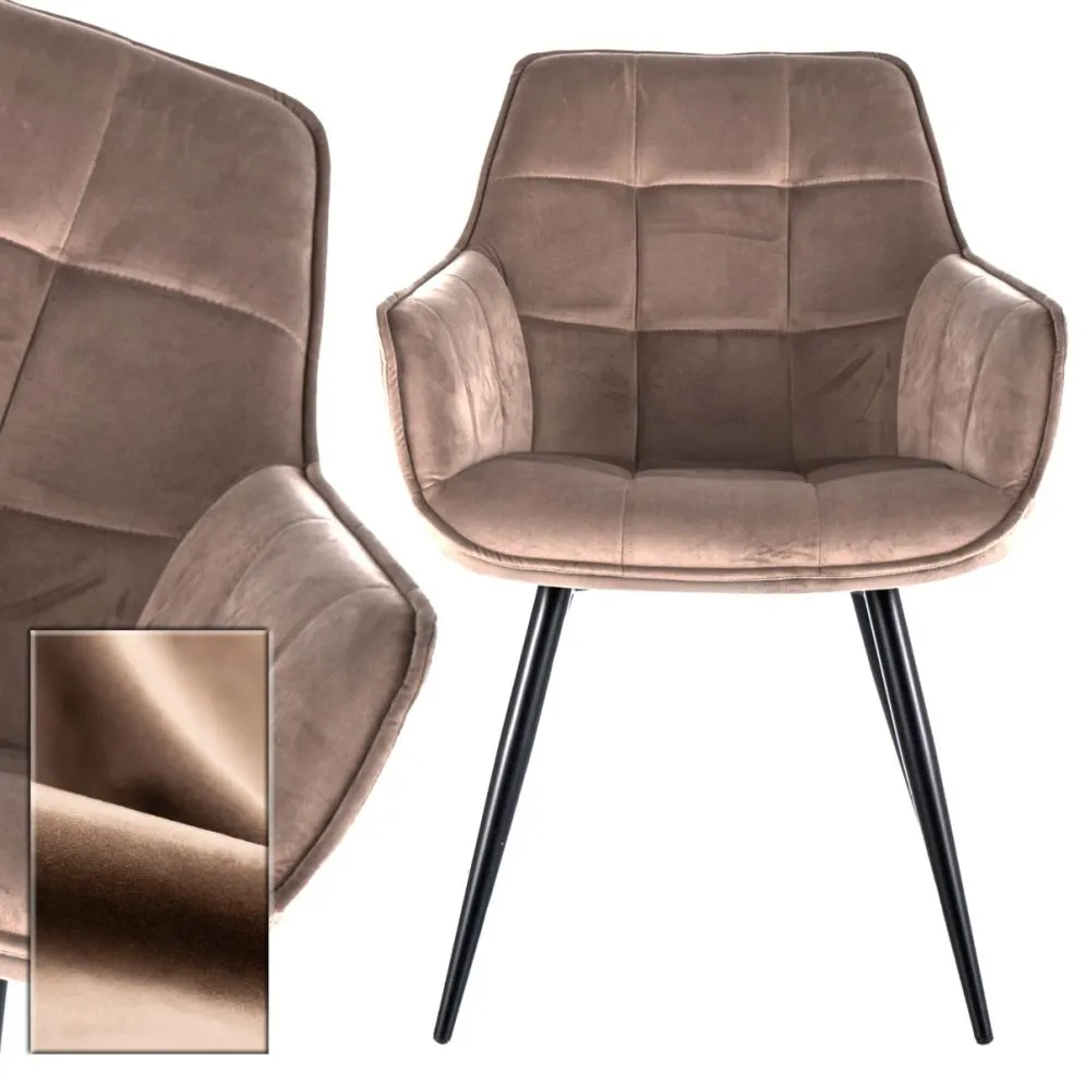 Krzesło welurowe Lilia Velvet beżowe pikowane|MIRAT styl LOFT