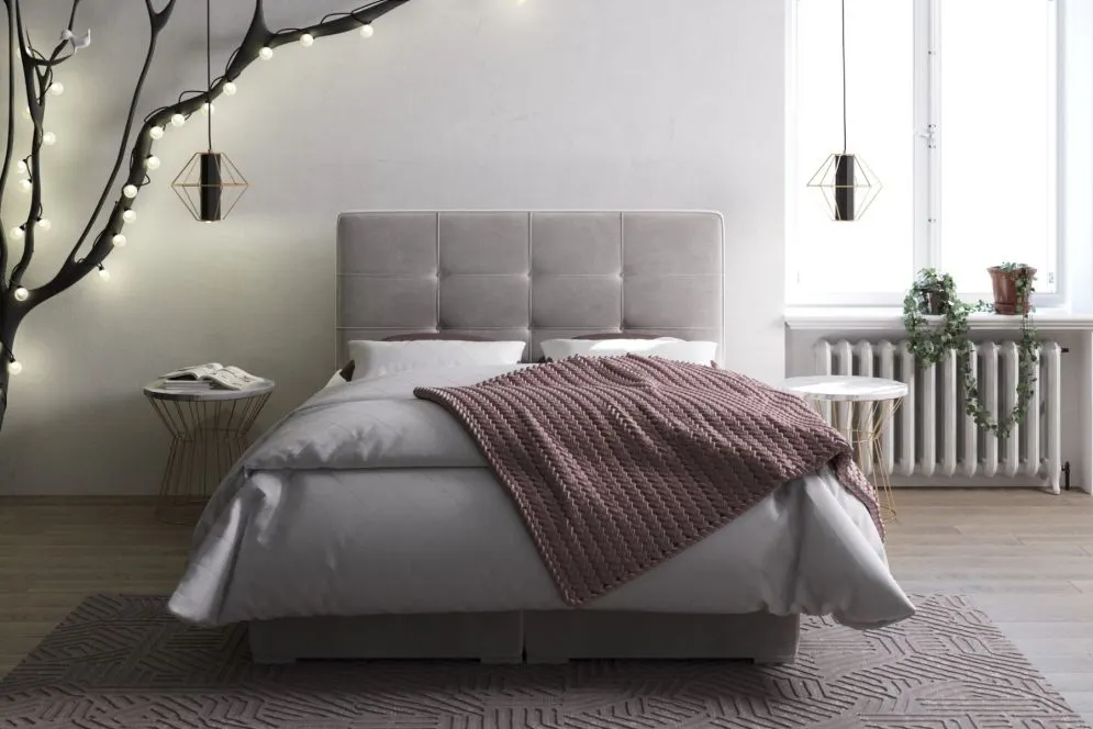 Łóżko kontynentalne TUTO 180 zielone velvet tapicerowane aksamitem | MIRAT. styl GLAMOUR