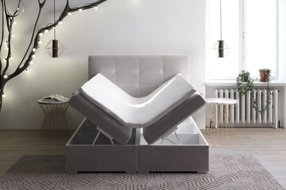 Łóżko kontynentalne TUTO 180 zielone velvet tapicerowane aksamitem | MIRAT. styl GLAMOUR