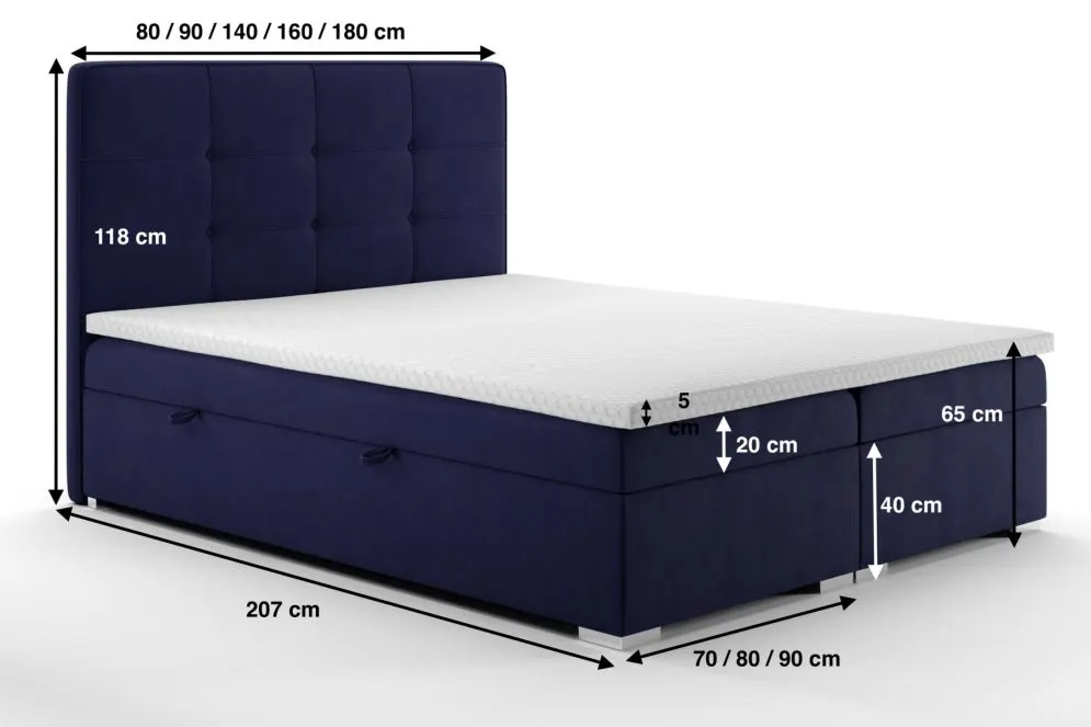 Łóżko kontynentalne TUTO 180 zielone velvet tapicerowane aksamitem | MIRAT. styl GLAMOUR