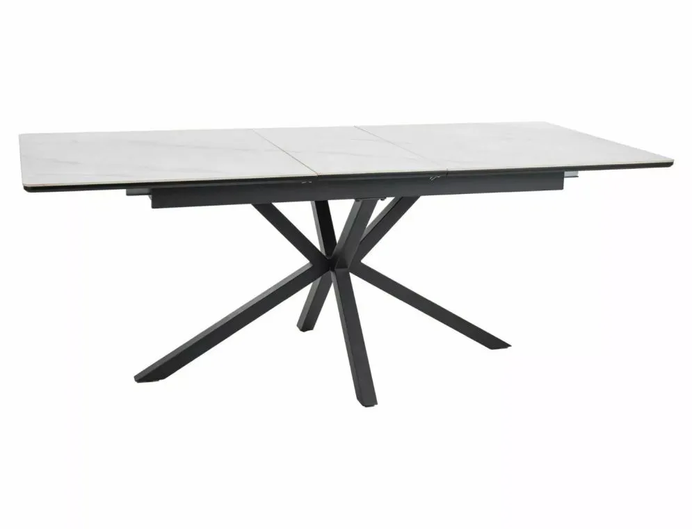 Stół rozkładany LOGAN CERAMIC 160(200)x90 biały mat/czarny mat z ceramicznym blatem I sklep meblowy MIRAT. styl GLAMOUR