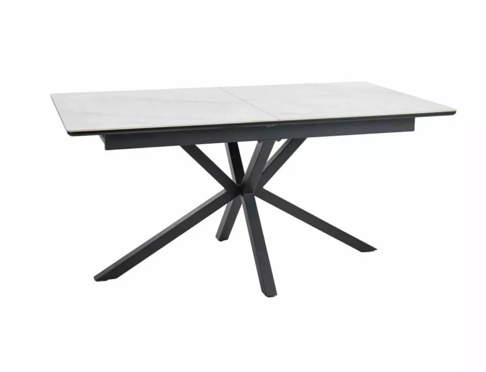 Stół rozkładany LOGAN CERAMIC 160(200)x90 biały mat/czarny mat z ceramicznym blatem I sklep meblowy MIRAT. styl GLAMOUR