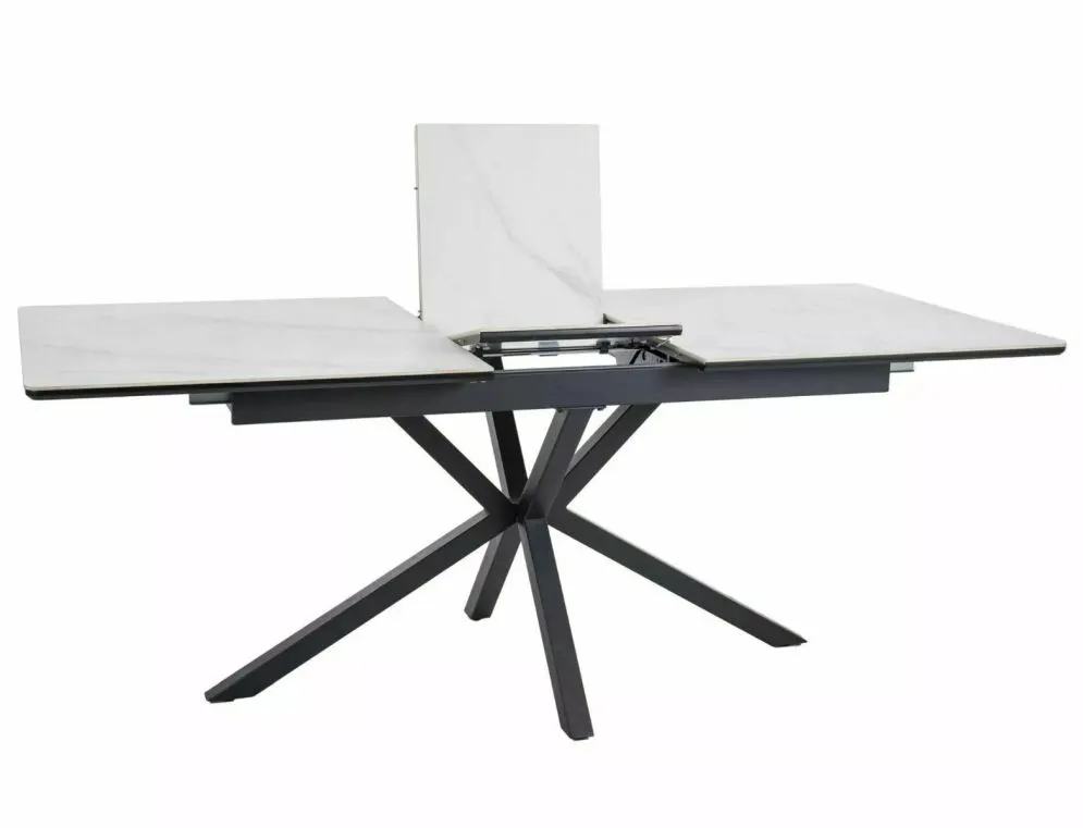 Stół rozkładany LOGAN CERAMIC 160(200)x90 biały mat/czarny mat z ceramicznym blatem I sklep meblowy MIRAT. styl GLAMOUR
